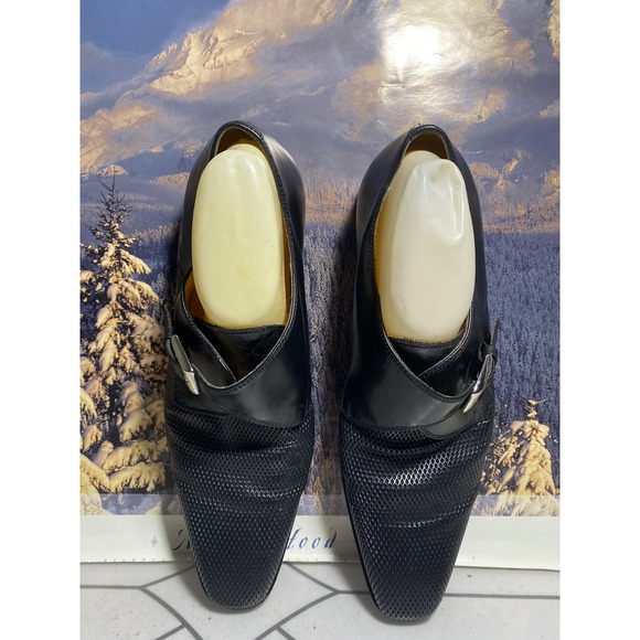 Paul Fredrick Other - Paul Fredrick Monk Strap Mens Dress Shoes Sz 10.5 M Black Leather  Made In Italy